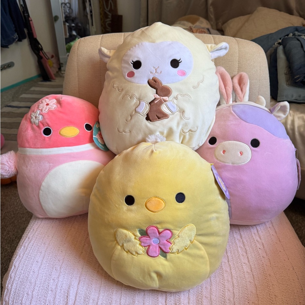 Cute Plush Toy Set - Yellow, Pink, Cream, Purple